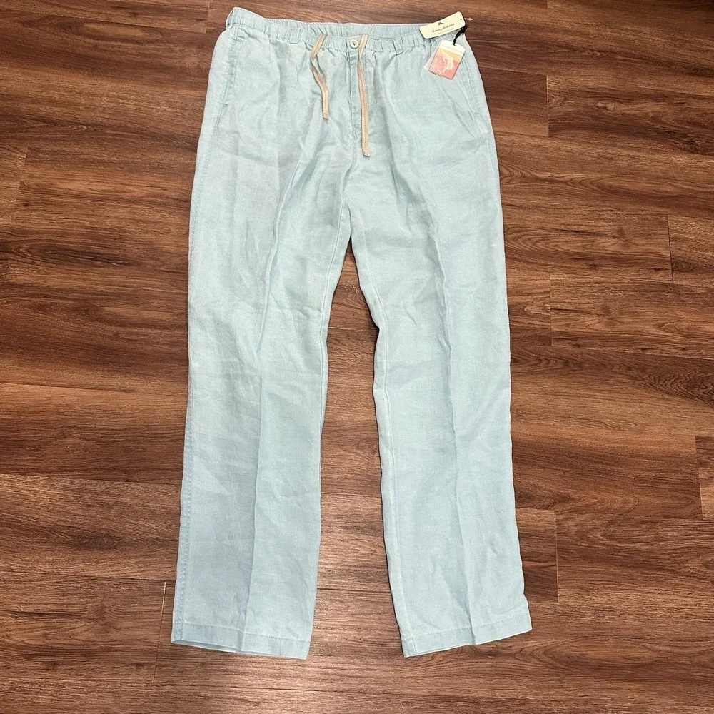 Tommy Bahama Relax Mens XLT Blue Linen Drawstring Pants TR16389 Beach Blue